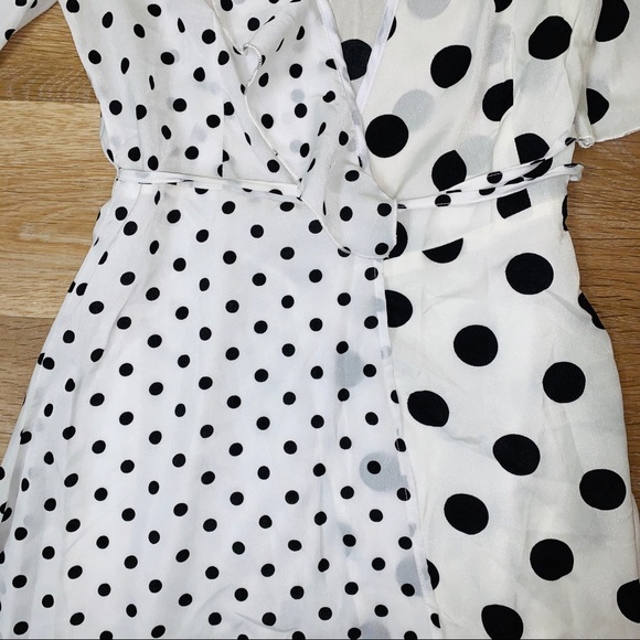 Nasty Gal Polka Dot Print Mix Frill Midi Dress - Picture 13 of 13